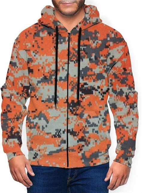 lightly Long Sleeve Hooded Sweatshirt Orange Camo Fashion Hoodies for Men 3XL : Amazon.ca ...