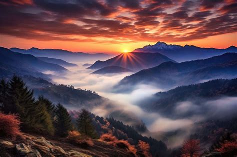 Amazing Sunset Mountain Scenery with Inversion Free Stock Photo | picjumbo