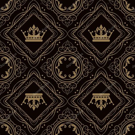 Seamless pattern. Royal Wallpaper. Background. Dark Stock Photo by ...