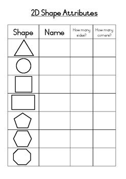 2D Shapes: Names, Sides and Corners by TheTeachingBirdie | TpT