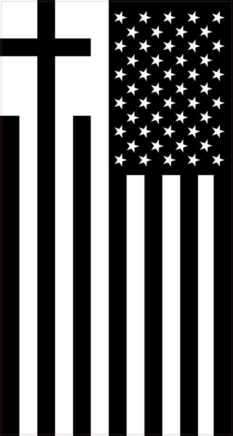 3.8in x 7in Black and White Cross American Flag Vinyl Sticker Car Bumper Decal | eBay
