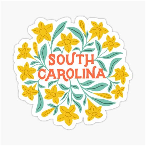 "South Carolina with State Flower | Artist Designed Illustration ...