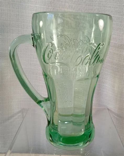 LIBBEY VINTAGE COCA-COLA Green Glass Handle Mug Fountain 10oz Heavy Coke Atlanta $11.99 - PicClick