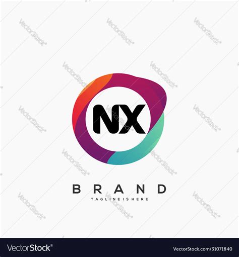 Letter nx gradient color logo design Royalty Free Vector