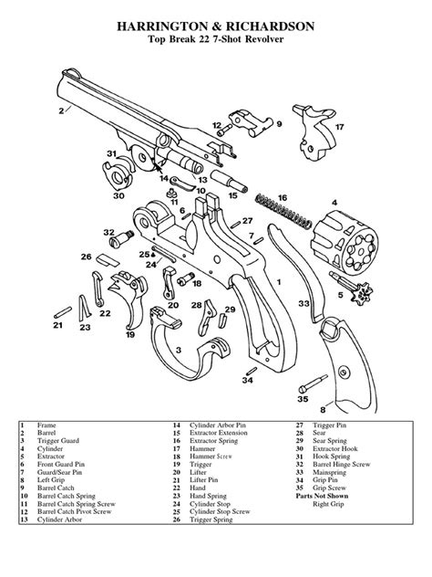 H&R Premier Top-Break 22 7-Shot Revolver Exploded Drawing