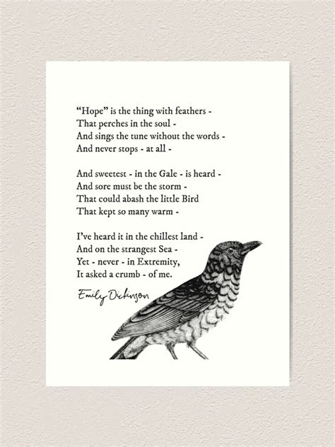 "'Hope is the thing with feathers' Emily Dickinson Inspirational Poem ...