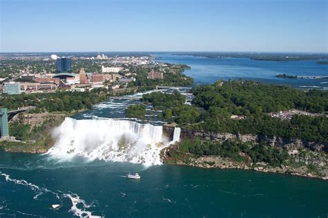 The Niagara River, American Falls, view of Niagara Falls, New York ...