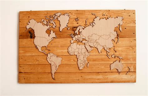 Mondo Mondo In Legno Mappamondo Cartina Cartina In Legno Wood World ...