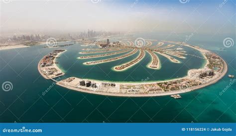 Aerial View of Artificial Palm Island in Dubai. Stock Photo - Image of ...