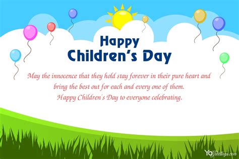 Childrens Day Wishes Card With Natural Background Children's Day ...