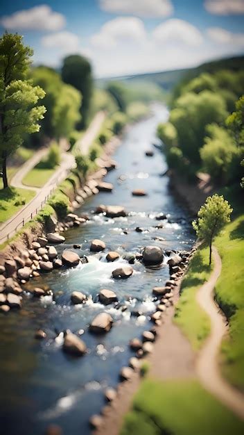 Premium Photo | River nature landscape photography with tilt shift effect