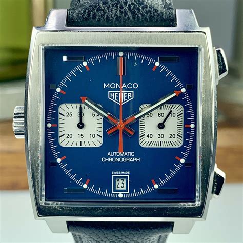 TAG HEUER MONACO AUTOMATIC CHRONO STEVE McQUEEN CW21113-0 BLUE DIAL MENS WATCH - Awadwatches