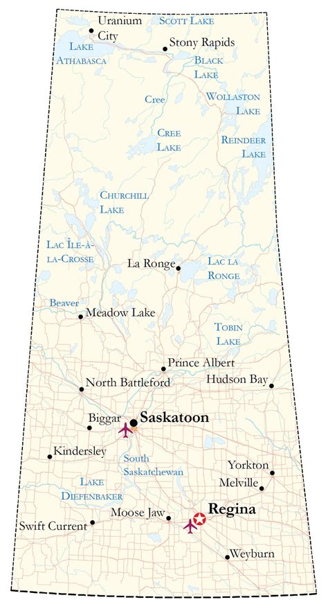 Saskatchewan Map - Cities and Roads - GIS Geography