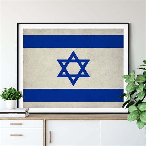 Israel Flag Art, Israel Flag Print, Israeli Flag Poster, Country Flags ...