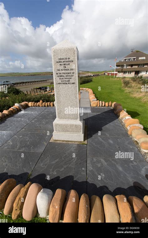 Islands of Orkney, Scotland. The HMS Royal Oak memorial on Kirkwall’s ...