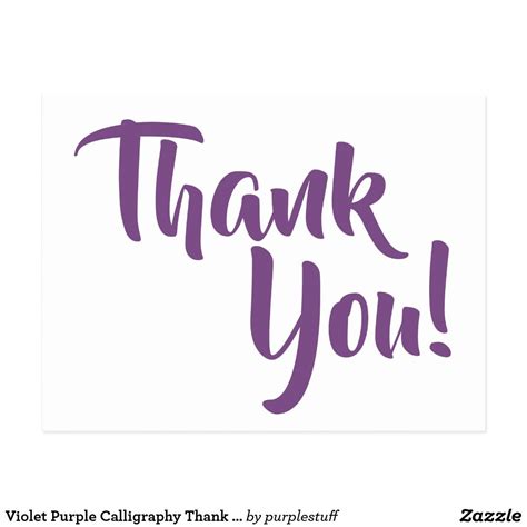 Purple Calligraphy Thank You Postcard | Zazzle.com | Calligraphy thank you, Thank you postcards ...