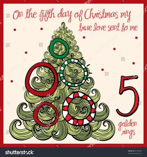 12 Days Christmas Fifth Day Five Stock Vector (Royalty Free) 81900286 | Shutterstock