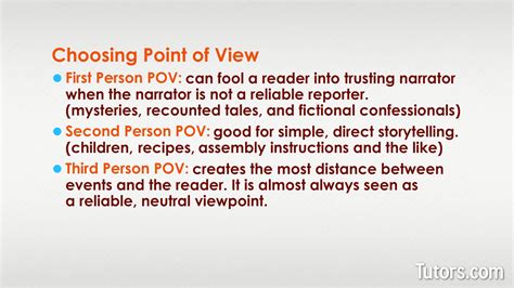 Point of View — First, Second, & Third Person Examples - Worksheets Library