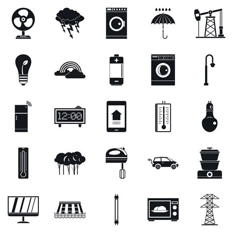 Electrical energy icons set, simple style 8887792 Vector Art at Vecteezy