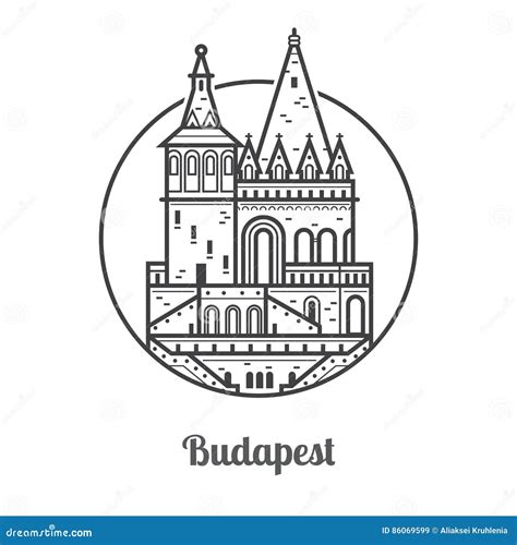 Travel Budapest Icon stock vector. Illustration of bastion - 86069599