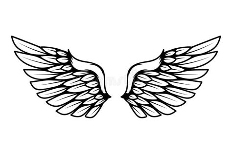 Illustration of Wings in Tattoo Style Isolated on White Background. Design Element for Logo ...