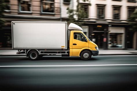 Premium AI Image | Fast delivery truck travelling through the city streets