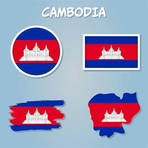 Premium Vector | Map of cambodia with the image of the national flag