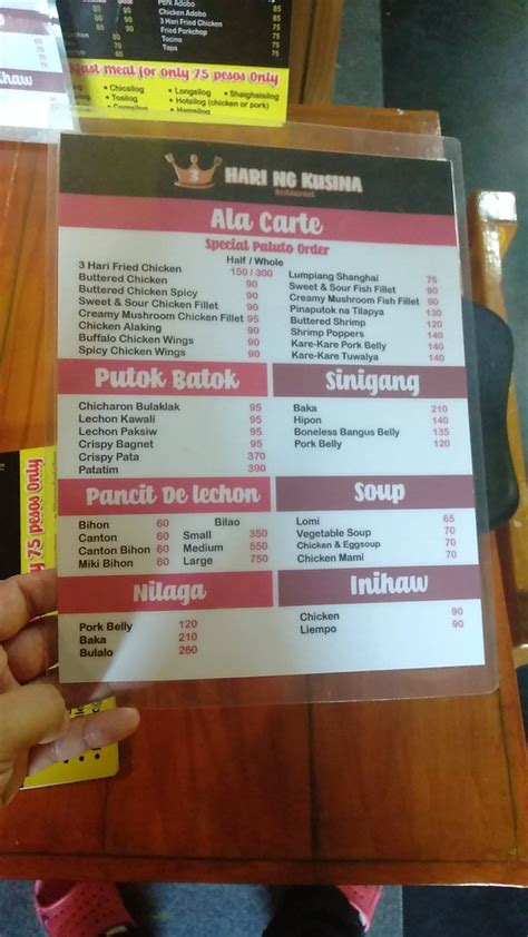 Menu at 3 Hari ng Kusina Restaurant, Dasmariñas