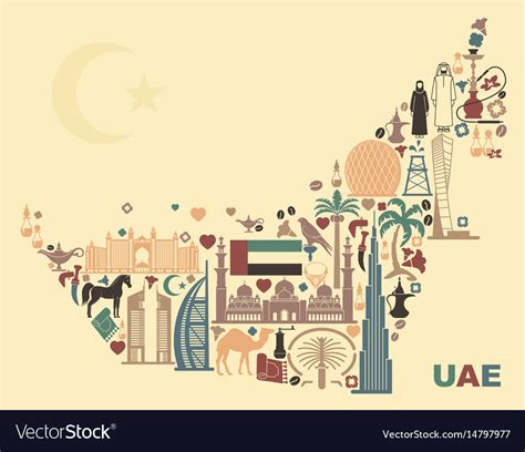 Map of united arab emirates onsisting Royalty Free Vector