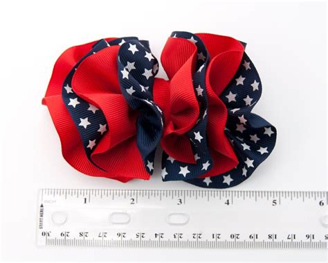 Red White Blue Hair Bow Ruffled Hair Bow Red White Blue Bow | Etsy