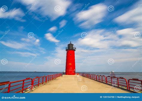 Milwaukee Lighthouse on Sunny Day. Stock Photo - Image of navigation, landscape: 120154700