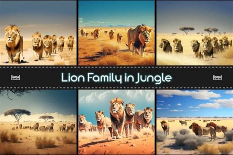 Lion Family in Jungle Background Graphic by lionalstudio · Creative Fabrica