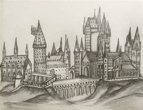 Pencil Sketch of Hogwarts Castle