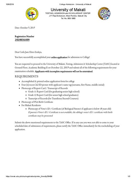 College Admission - University of Makati PDF | PDF | Middle Schools ...