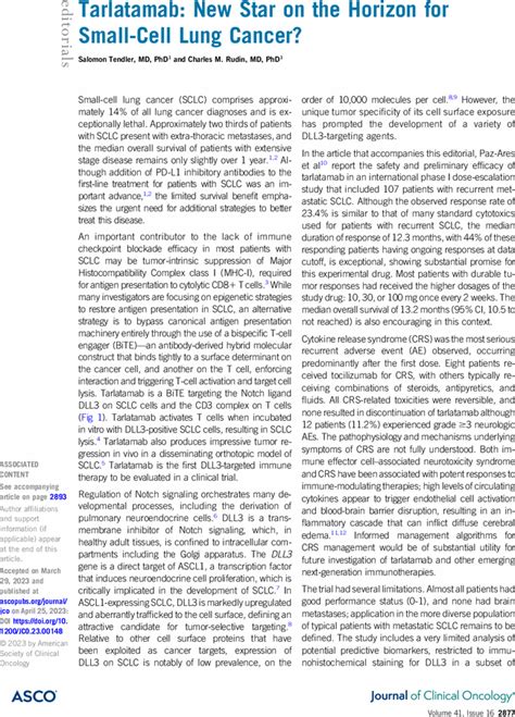 Tarlatamab: New Star on the Horizon for Small-Cell Lung Cancer? | Journal of Clinical Oncology