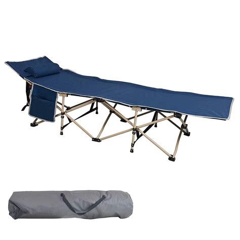 KARMAS PRODUCT Comfortable Camping Cot with Side Storage Bag Foldable Camp Cot Folding Sleeping ...