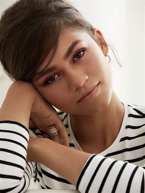 Zendaya, women, actress, brunette, singer, women indoors, portrait, striped clothing, HD phone ...