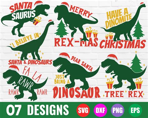 Dinosaur Christmas SVG Christmas Dinosaur SVG Kids - Etsy