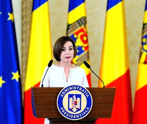 Moldovan President Maia Sandu speaks at a joint press conference