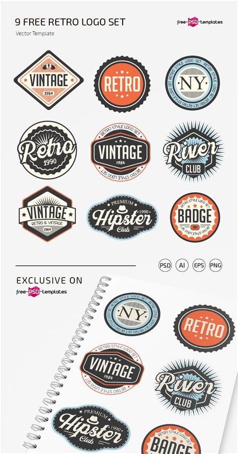 Free Vector Retro Logo Set Template – Free Design Resources