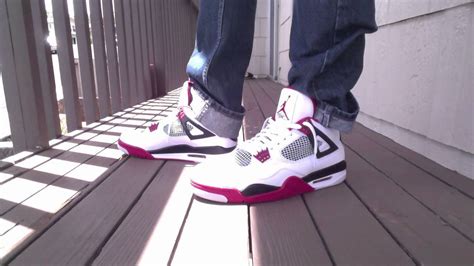 Air Jordan 4 Fire Red on feet - YouTube