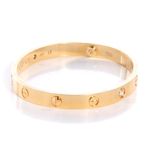 CARTIER 18k Yellow Gold 4 Diamond LOVE Bracelet Size 17 72361