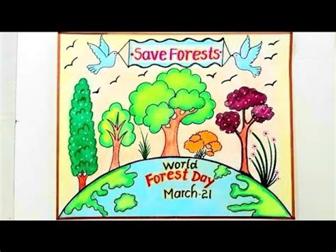 How to Draw Save Forests Poster Easy Steps//World Forest Day Drawing ...