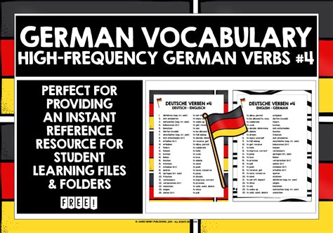 GERMAN VERBS LIST FREEBIE #4 | Teaching Resources