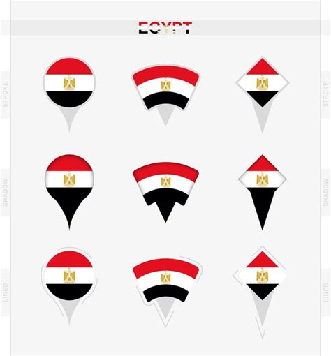 Premium Vector | Egypt flag set of location pin icons of Egypt flag