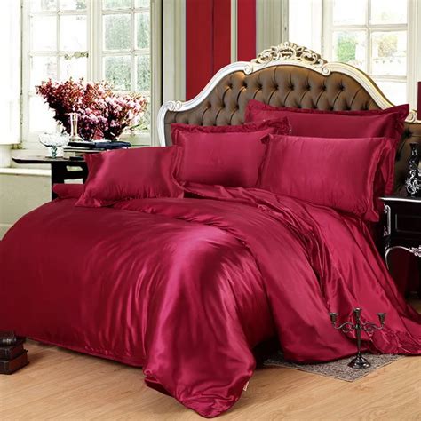 100% Pure Satin Silk Bedding Set King Size Bed Set Luxury Bedclothes ...