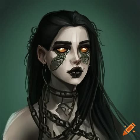 Fantasy character with black hair and green eyes on Craiyon