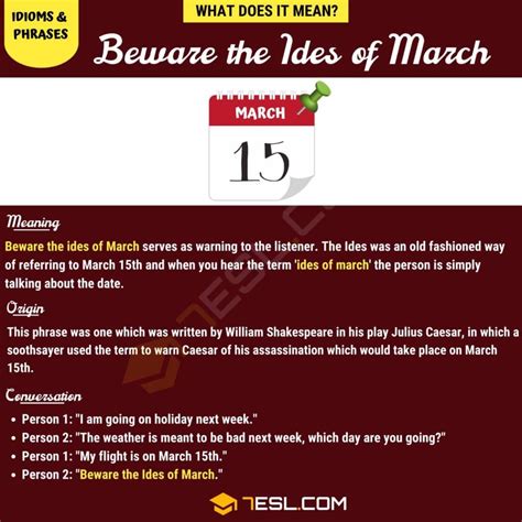 "Beware the Ides of March" Meaning, Origin and Examples • 7ESL