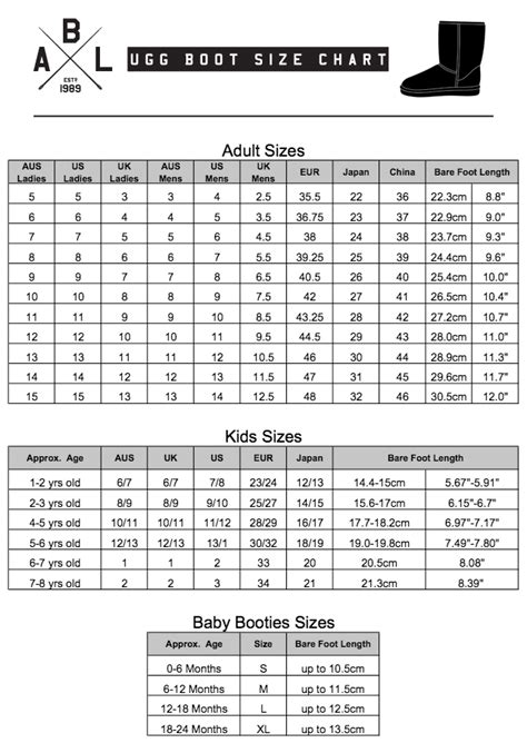 Ugg Size Chart