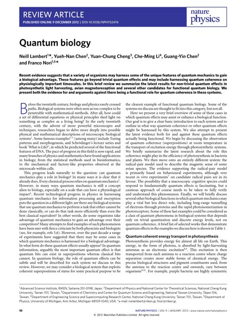 (PDF) Quantum biology